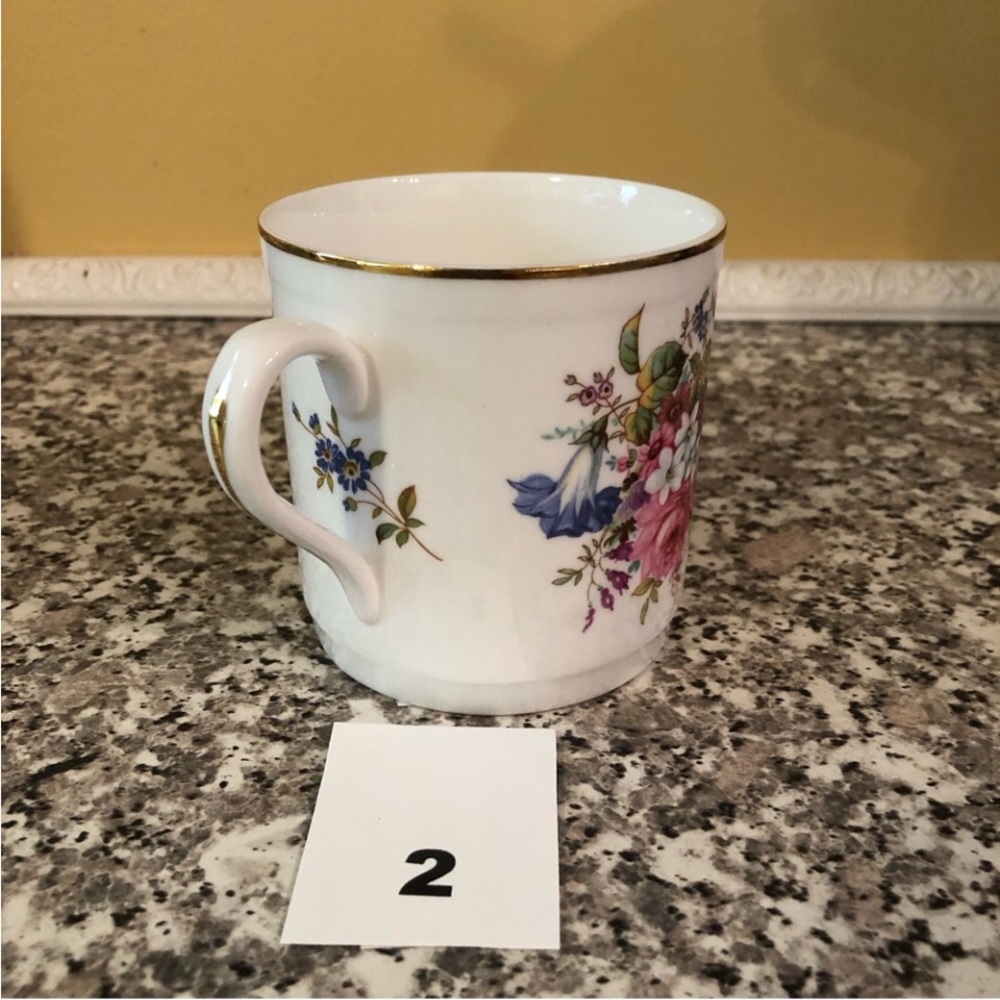 Hammersley mug bone china flowers white gold trimmed Howard Sprays Smooth 1980s - Picture 6 of 10